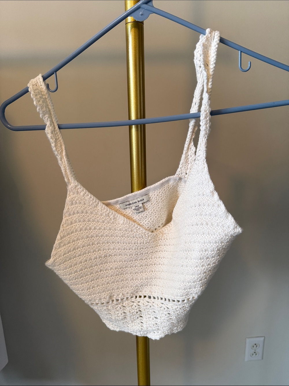 American Rag Cream Crochet Knit Cropped Bandeau Top
